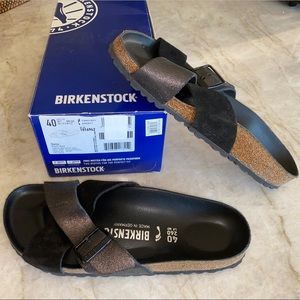 Siena Washed Metallic Birkenstocks, size 40 womens 9 mens 7